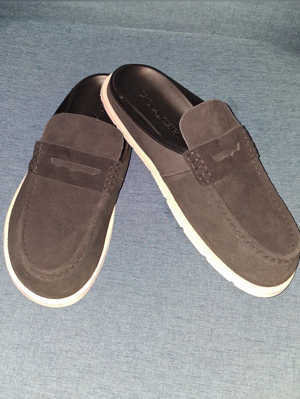 Men's Coach Slip-On Suede Loafers in Black